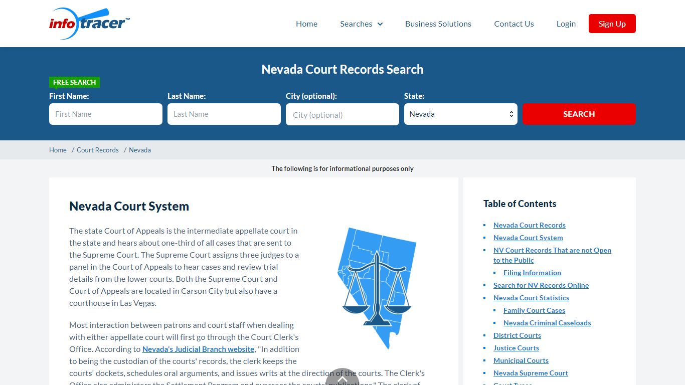 Search Nevada Court Records By Name Online - InfoTracer